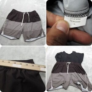 Vuori Trail Shorts Mens XL Gray Striped Lightweight Liner Drawstring Running Gym